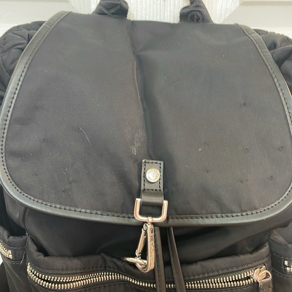 CALVIN KLEIN // black fashion backpack // fold over // TONS of zipper pockets - Picture 4 of 16
